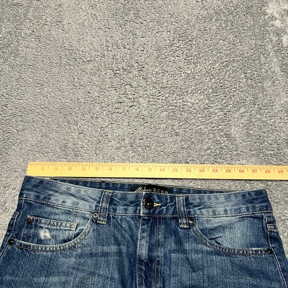 Marc Ecko Cut & Sew Denim Jeans Mens 32 x32  Slim Tapered  Distressed Whiskering - Picture 12 of 12